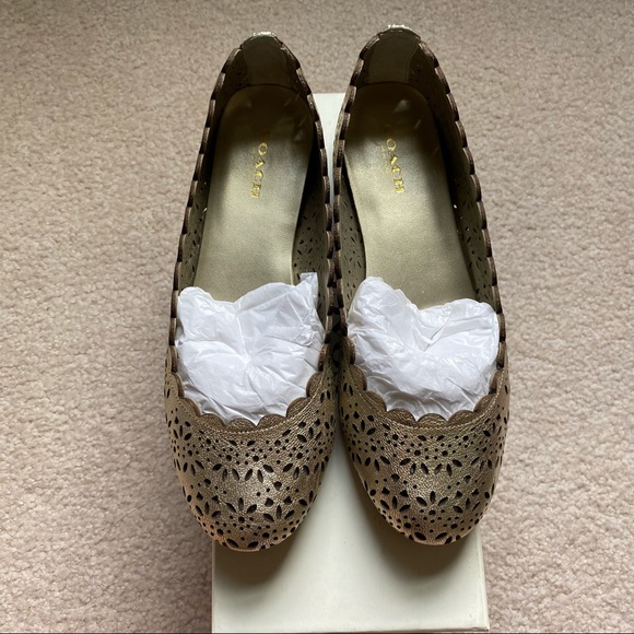 Coach Leather Ballet Flats in Platinum - Picture 2 of 6